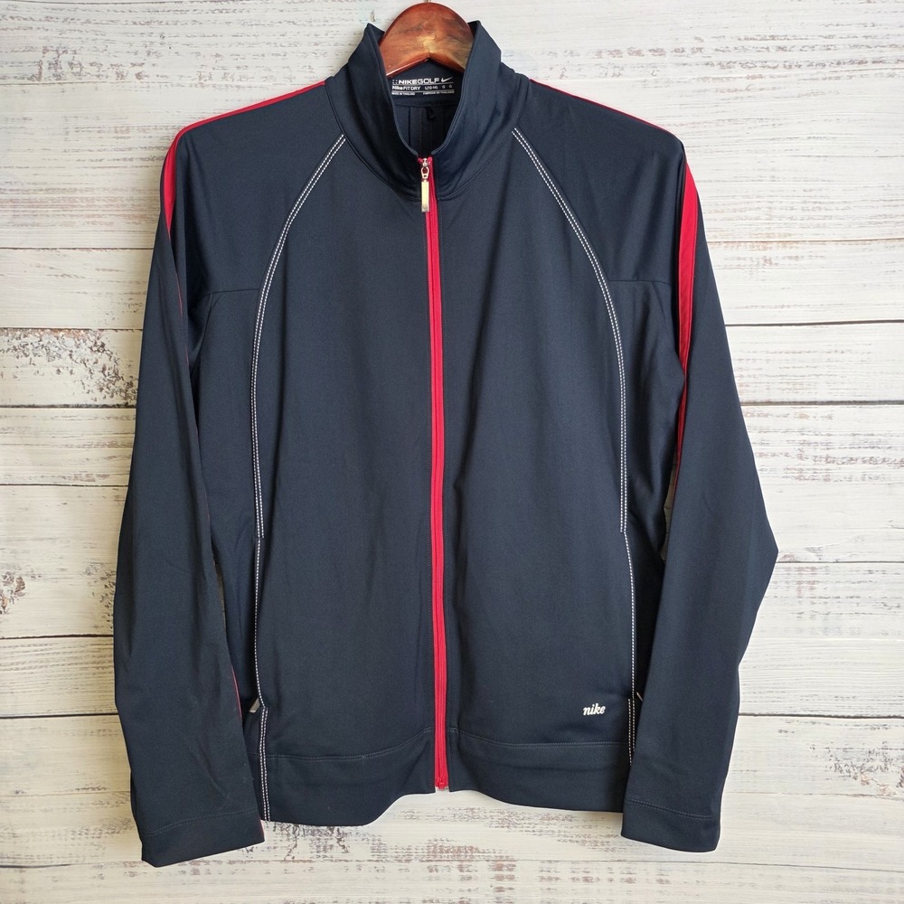Nike Golf Dri Fit Women's Large Blue Fly Knit Long Sleeve Full Zip Sport Jacket